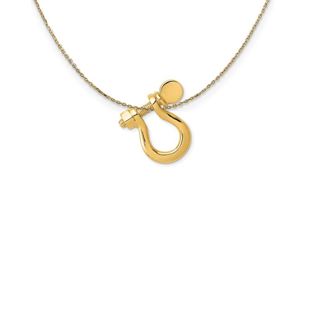 14k Yellow Gold Large Shackle Link Moveable Necklace - 24 Inch